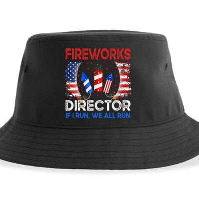 Fireworks Director If I Run You Run US 4th of July Sustainable Bucket Hat