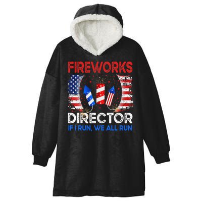 Fireworks Director If I Run You Run US 4th of July Hooded Wearable Blanket