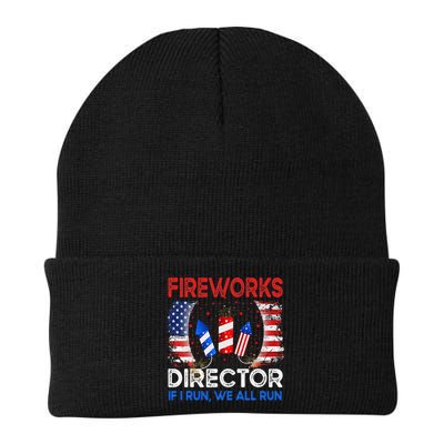 Fireworks Director If I Run You Run US 4th of July Knit Cap Winter Beanie