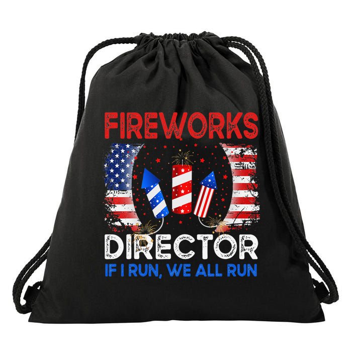 Fireworks Director If I Run You Run US 4th of July Drawstring Bag