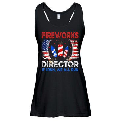 Fireworks Director If I Run You Run US 4th of July Ladies Essential Flowy Tank