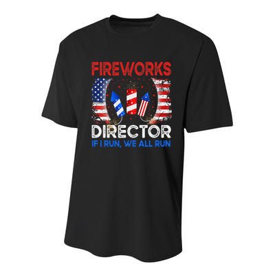 Fireworks Director If I Run You Run US 4th of July Youth Performance Sprint T-Shirt
