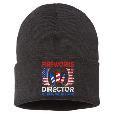 Fireworks Director If I Run You Run US 4th of July Sustainable Knit Beanie