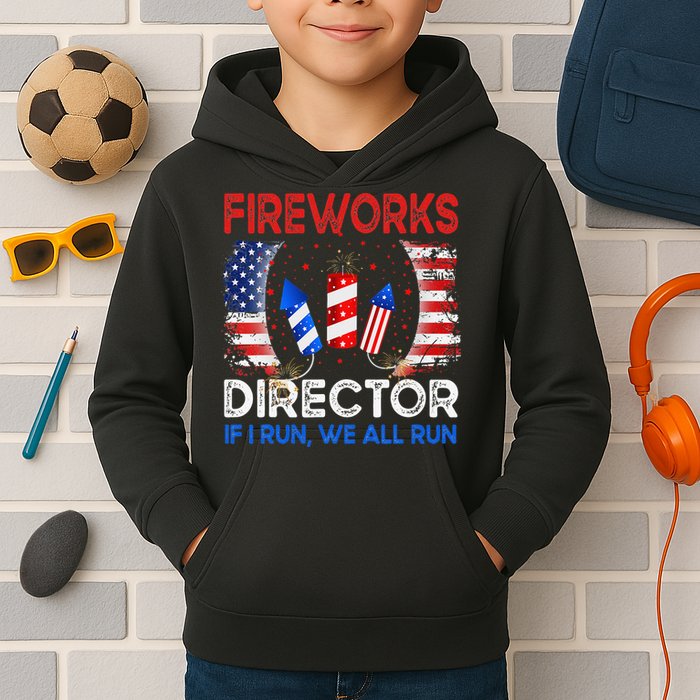 Fireworks Director If I Run You Run US 4th of July Kids Hoodie
