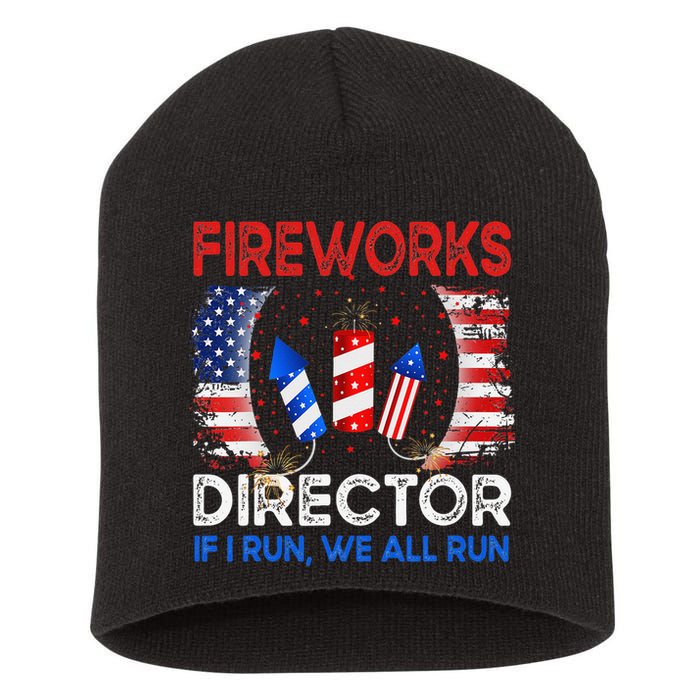 Fireworks Director If I Run You Run US 4th of July Short Acrylic Beanie
