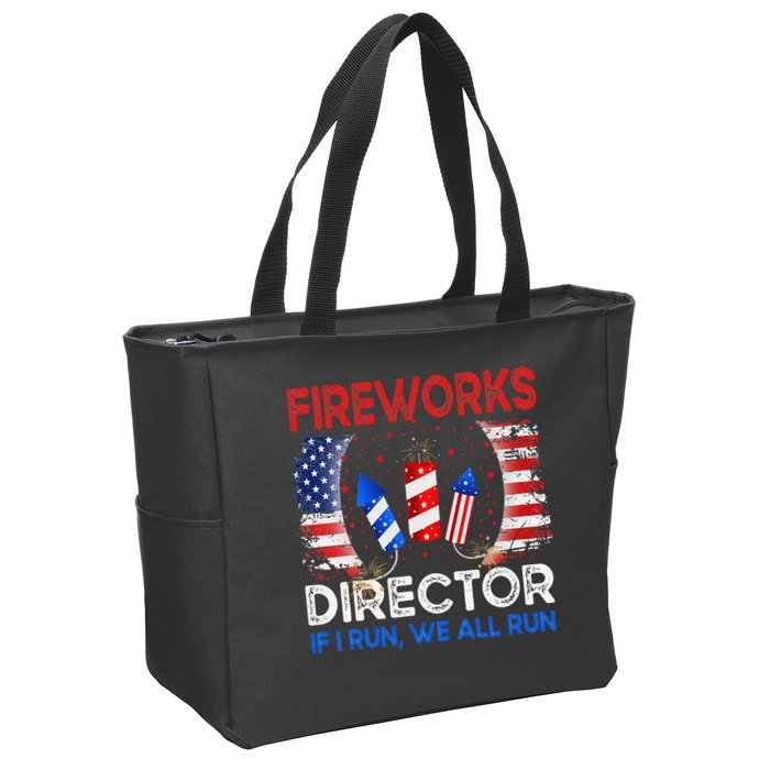 Fireworks Director If I Run You Run US 4th of July Zip Tote Bag