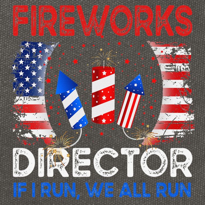 Fireworks Director If I Run You Run US 4th of July Cotton Canvas Backpack
