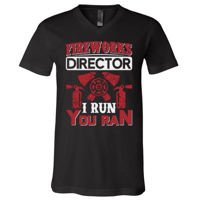 Fireworks Director I Run You Run V-Neck T-Shirt