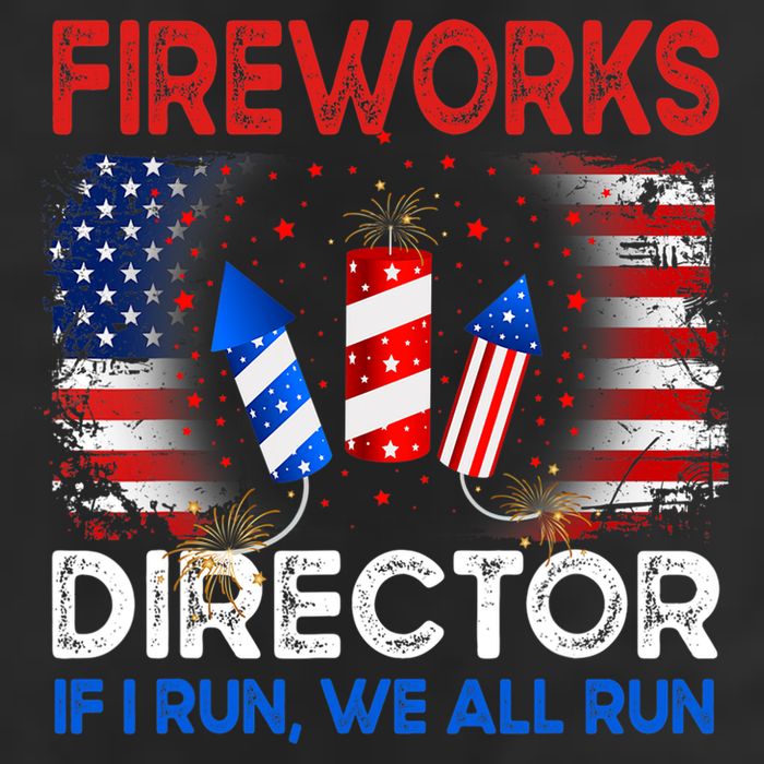 Fireworks Director If I Run We All Run US 4th Of July Crop Fleece Hoodie