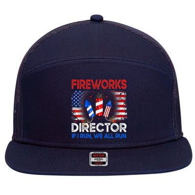 Fireworks Director If I Run We All Run US 4th Of July 7 Panel Mesh Trucker Snapback Hat