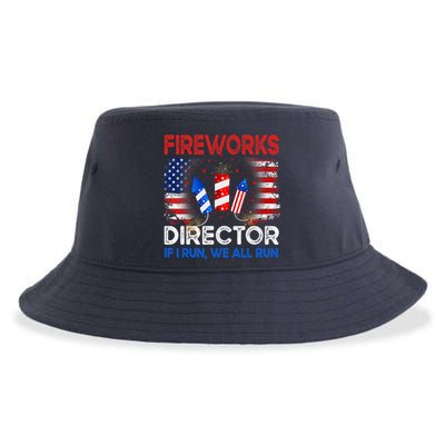 Fireworks Director If I Run We All Run US 4th Of July Sustainable Bucket Hat
