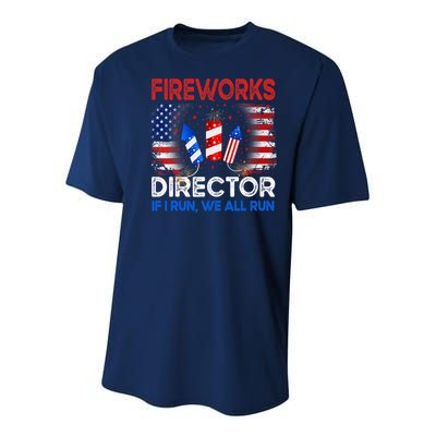 Fireworks Director If I Run We All Run US 4th Of July Youth Performance Sprint T-Shirt