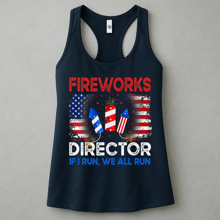 Fireworks Director If I Run We All Run US 4th Of July Womens Tank Top