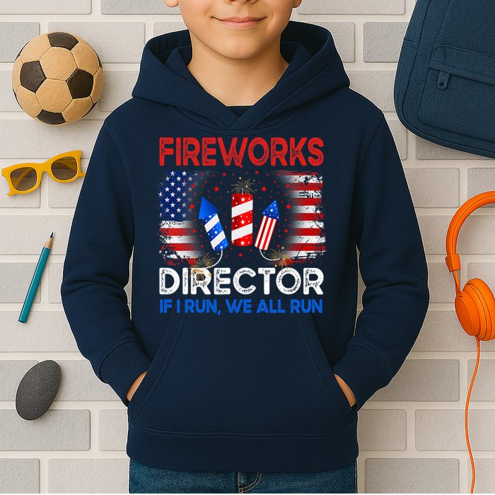 Fireworks Director If I Run We All Run US 4th Of July Kids Hoodie
