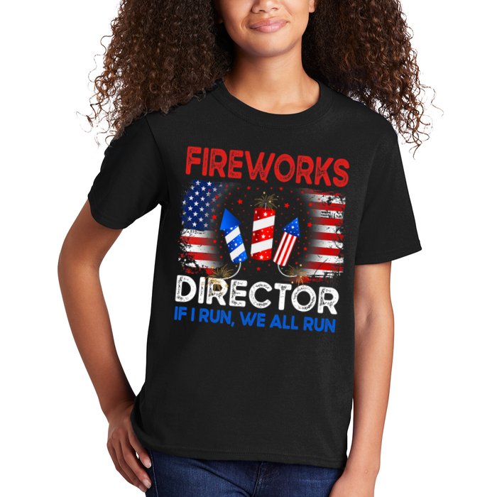Fireworks Director If I Run We All Run US 4th Of July Kids T-Shirt