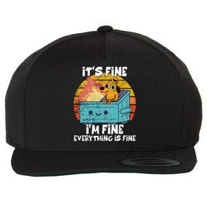 Funny Dumpster Its Fine IM Fine Everything Is Fine Dog Meme Wool Snapback Cap