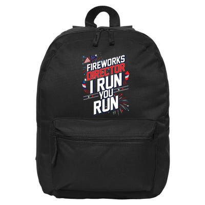 Fireworks Director I Run You Run 4th Of July Independence 16 in Basic Backpack