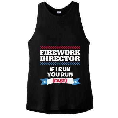 Fireworks Director If I Run You Run July 4th Independence Ladies PosiCharge Tri-Blend Wicking Tank