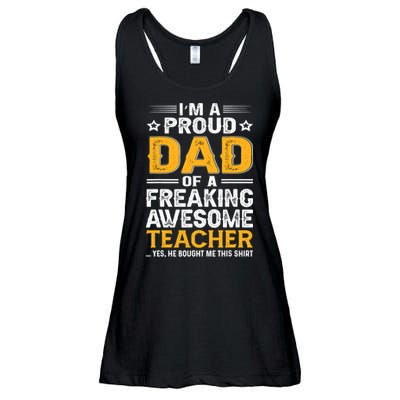 Father's Day I'm Proud Dad Of A Freaking Awesome Teacher Gift Ladies Essential Flowy Tank