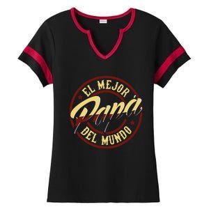 Fathers Days In Spanish El Mejor Papa Del Mundo Ladies Halftime Notch Neck Tee