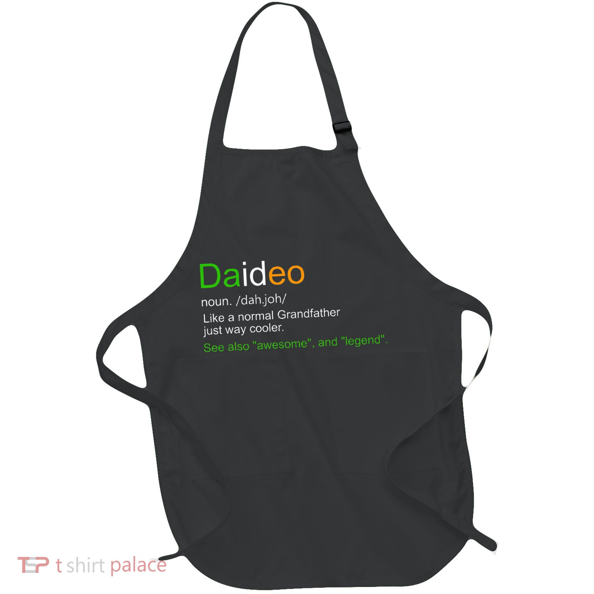 Funny Daideo Ireland Grandfather Grandpa Definition Full-Length Apron With Pockets