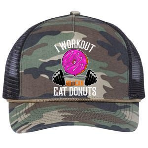 Funny Doughnut I Workout So I Can Eat Donuts Fitness Gym Gift Retro Rope Trucker Hat Cap