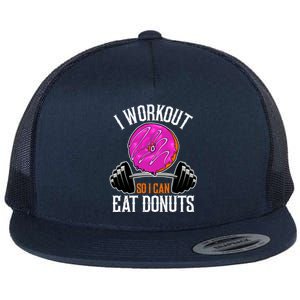 Funny Doughnut I Workout So I Can Eat Donuts Fitness Gym Gift Flat Bill Trucker Hat