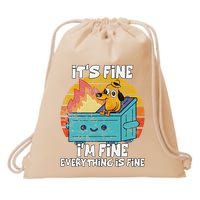 Funny Dumpster Its Fine IM Fine Everything Is Fine Dog Meme Drawstring Bag