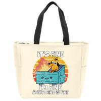 Funny Dumpster Its Fine IM Fine Everything Is Fine Dog Meme Zip Tote Bag