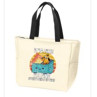 Funny Dumpster Its Fine IM Fine Everything Is Fine Dog Meme Zip Tote Bag