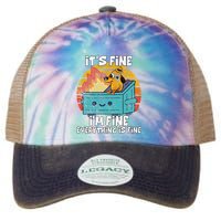 Funny Dumpster Its Fine IM Fine Everything Is Fine Dog Meme Legacy Tie Dye Trucker Hat