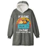 Funny Dumpster Its Fine IM Fine Everything Is Fine Dog Meme Hooded Wearable Blanket