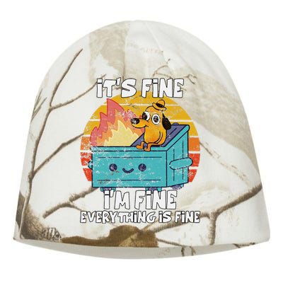 Funny Dumpster Its Fine IM Fine Everything Is Fine Dog Meme Kati - Camo Knit Beanie