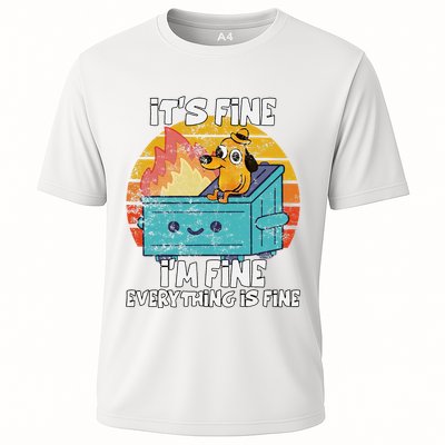 Funny Dumpster Its Fine IM Fine Everything Is Fine Dog Meme Performance Shirt