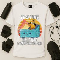 Funny Dumpster Its Fine IM Fine Everything Is Fine Dog Meme Performance Shirt