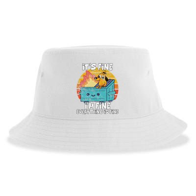 Funny Dumpster Its Fine IM Fine Everything Is Fine Dog Meme Sustainable Bucket Hat