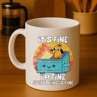 Funny Dumpster Its Fine IM Fine Everything Is Fine Dog Meme Mug