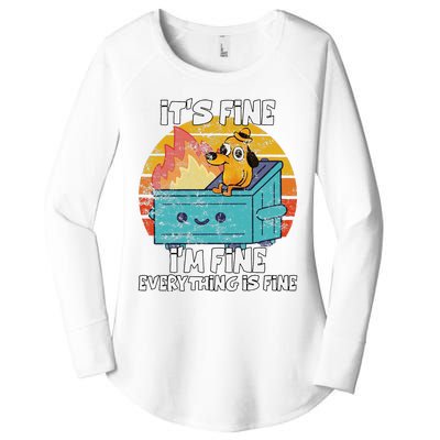 Funny Dumpster Its Fine IM Fine Everything Is Fine Dog Meme Women's Perfect Tri Tunic Long Sleeve Shirt