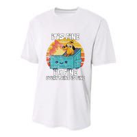 Funny Dumpster Its Fine IM Fine Everything Is Fine Dog Meme Youth Performance Sprint T-Shirt