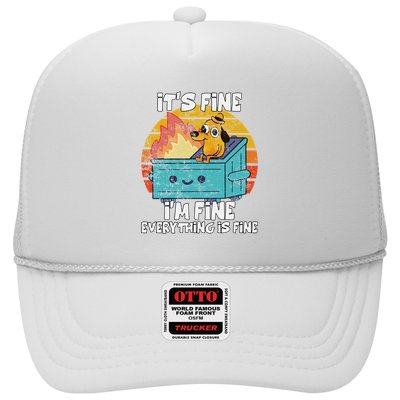 Funny Dumpster Its Fine IM Fine Everything Is Fine Dog Meme Trucker Hat