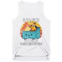 Funny Dumpster Its Fine IM Fine Everything Is Fine Dog Meme Tank Top