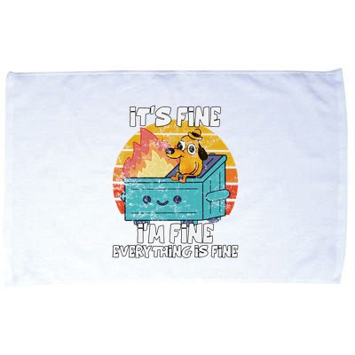 Funny Dumpster Its Fine IM Fine Everything Is Fine Dog Meme Microfiber Hand Towel