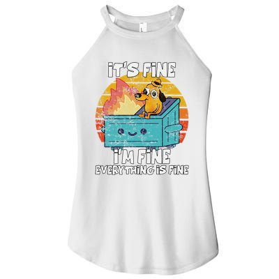 Funny Dumpster Its Fine IM Fine Everything Is Fine Dog Meme Women's Perfect Tri Rocker Tank