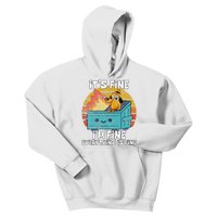 Funny Dumpster Its Fine IM Fine Everything Is Fine Dog Meme Kids Hoodie