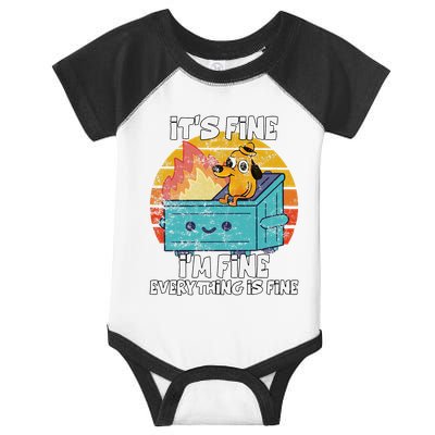 Funny Dumpster Its Fine IM Fine Everything Is Fine Dog Meme Infant Baby Jersey Bodysuit