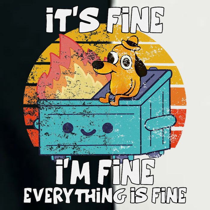 Funny Dumpster Its Fine IM Fine Everything Is Fine Dog Meme Infant Baby Jersey Bodysuit