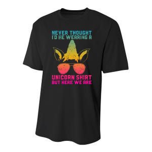 Fathers Day I Wear A Unicorn Dadacorn Funny Youth Performance Sprint T-Shirt