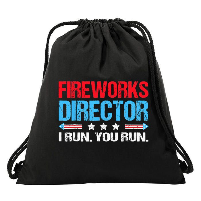 Fireworks Director I Run You Run Flag Funny 4th Of July Drawstring Bag
