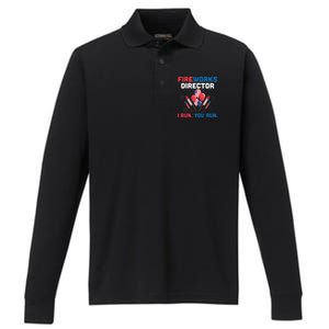 Fireworks Director I Run You Run 4th Of July Usa Flag Pride Gift Performance Long Sleeve Polo