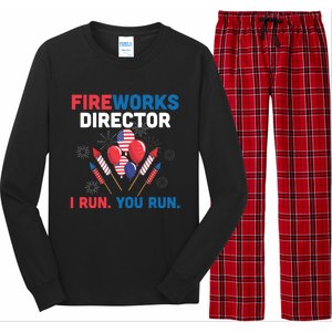 Fireworks Director I Run You Run 4th Of July Usa Flag Pride Gift Long Sleeve Pajama Set